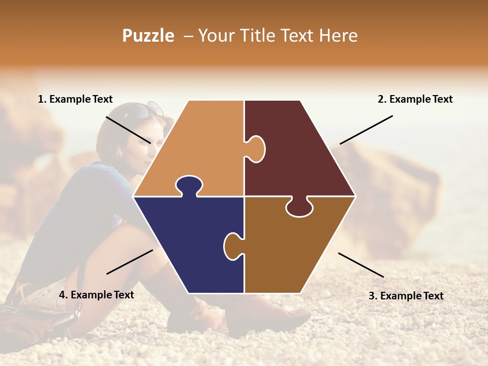 A Woman Sitting On The Beach With Her Feet Up PowerPoint Template