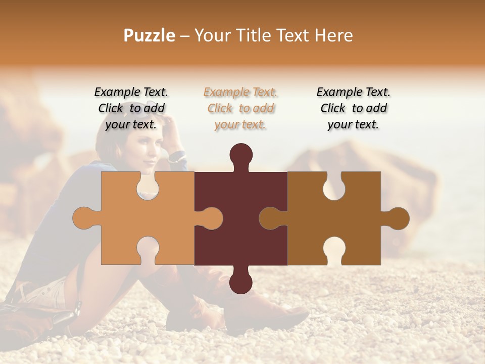 A Woman Sitting On The Beach With Her Feet Up PowerPoint Template