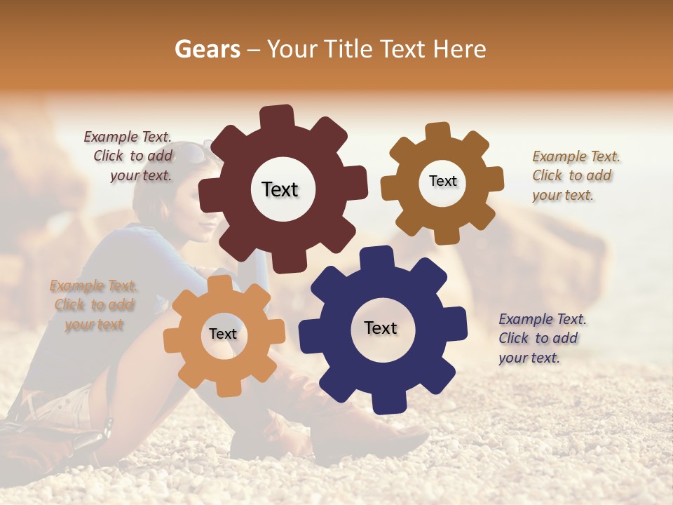 A Woman Sitting On The Beach With Her Feet Up PowerPoint Template