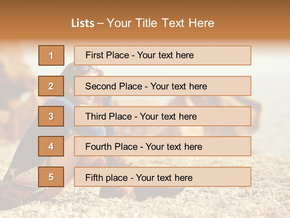 A Woman Sitting On The Beach With Her Feet Up PowerPoint Template