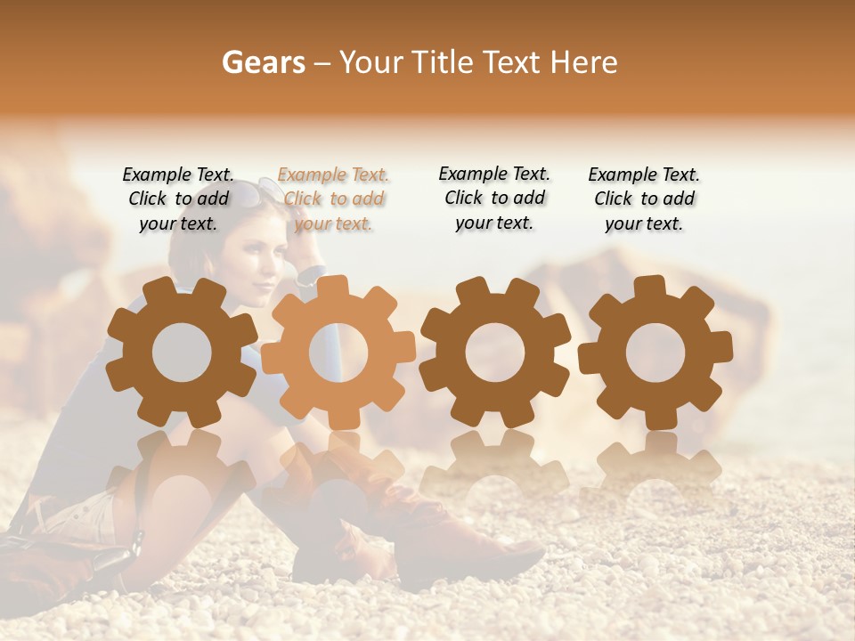 A Woman Sitting On The Beach With Her Feet Up PowerPoint Template