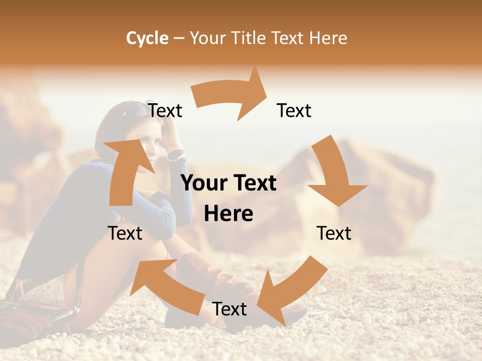 A Woman Sitting On The Beach With Her Feet Up PowerPoint Template