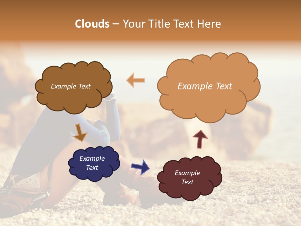 A Woman Sitting On The Beach With Her Feet Up PowerPoint Template