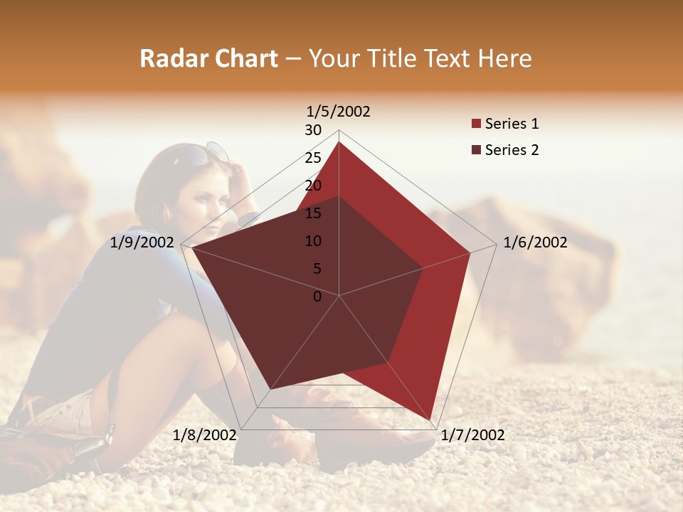 A Woman Sitting On The Beach With Her Feet Up PowerPoint Template