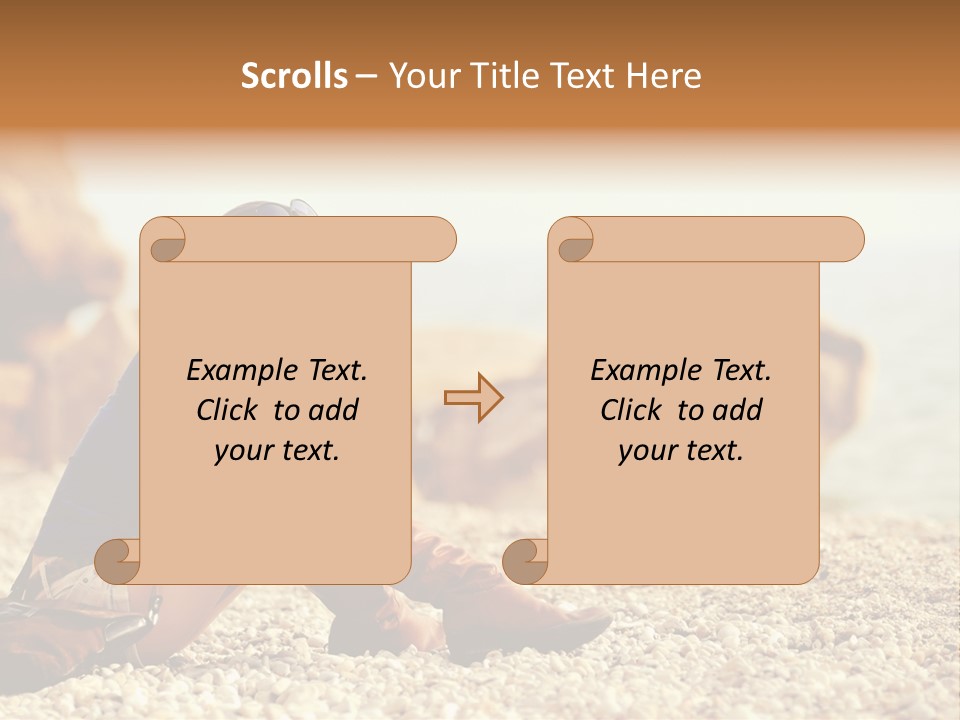 A Woman Sitting On The Beach With Her Feet Up PowerPoint Template