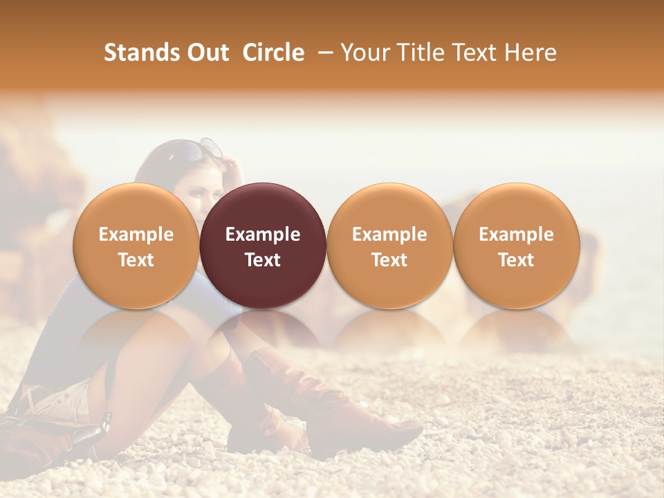 A Woman Sitting On The Beach With Her Feet Up PowerPoint Template