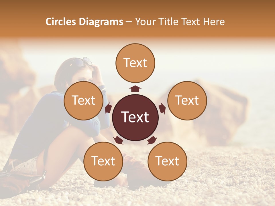 A Woman Sitting On The Beach With Her Feet Up PowerPoint Template