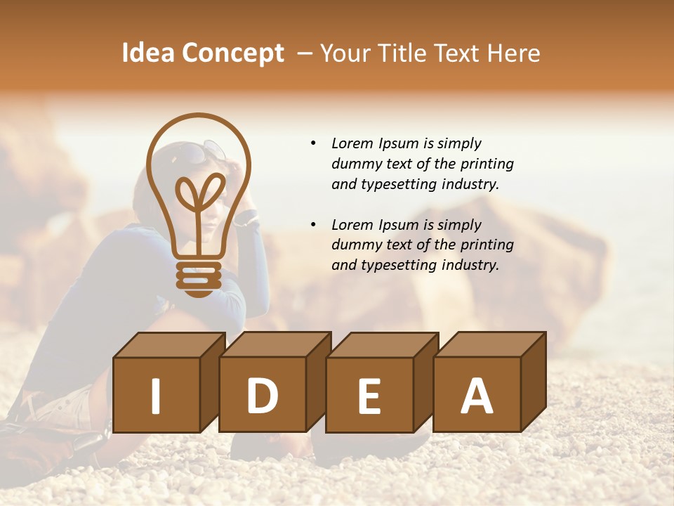 A Woman Sitting On The Beach With Her Feet Up PowerPoint Template