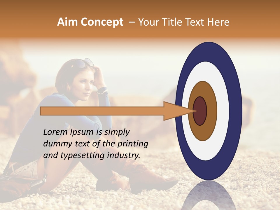 A Woman Sitting On The Beach With Her Feet Up PowerPoint Template