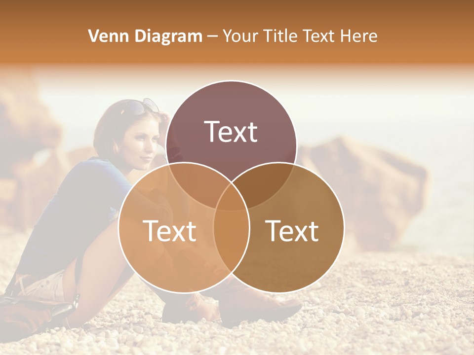 A Woman Sitting On The Beach With Her Feet Up PowerPoint Template
