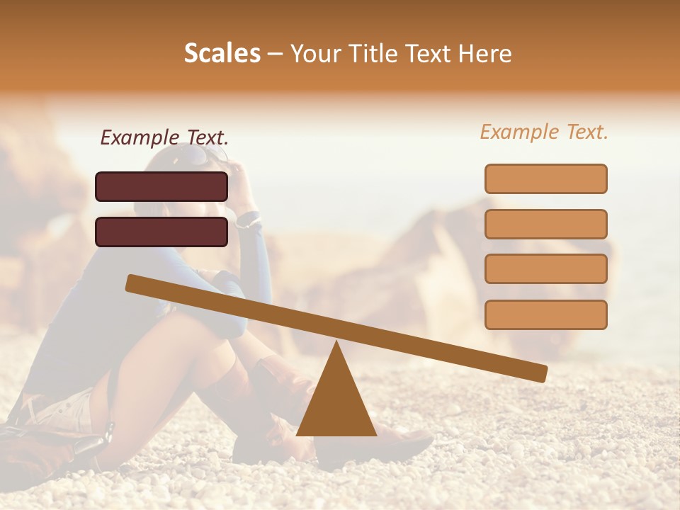 A Woman Sitting On The Beach With Her Feet Up PowerPoint Template