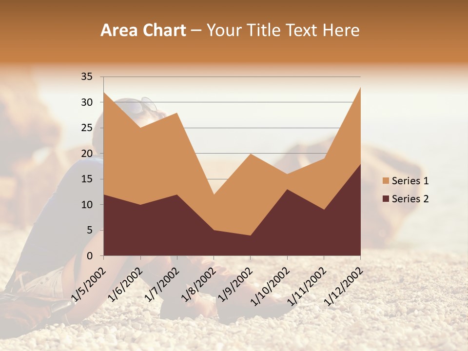 A Woman Sitting On The Beach With Her Feet Up PowerPoint Template