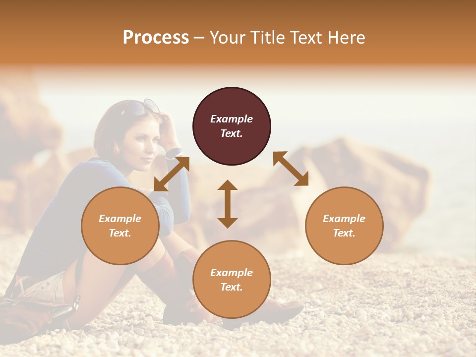 A Woman Sitting On The Beach With Her Feet Up PowerPoint Template