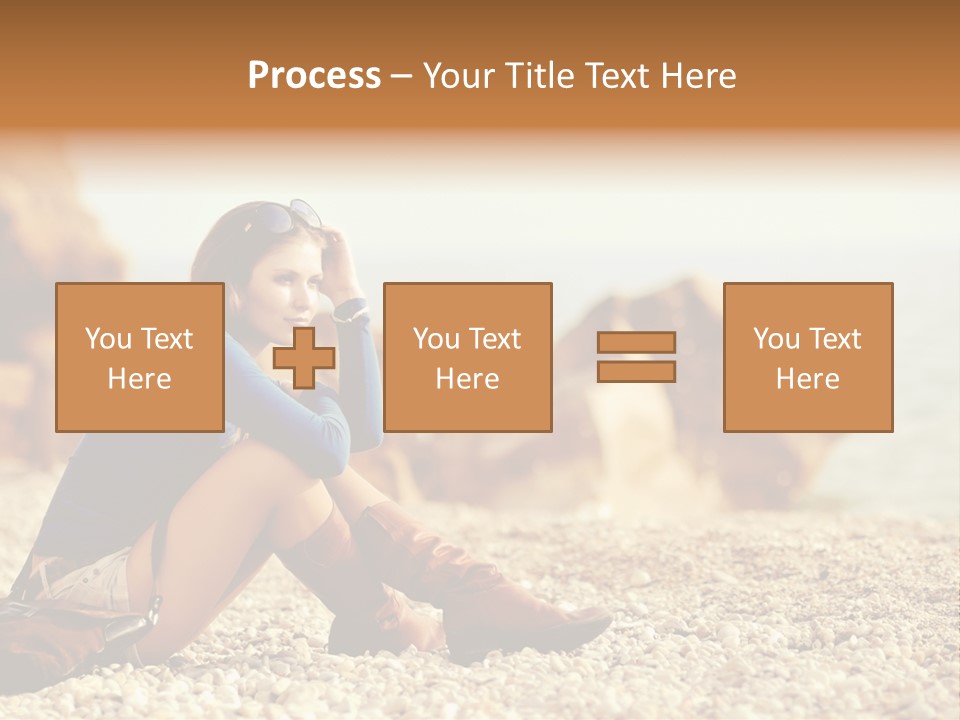 A Woman Sitting On The Beach With Her Feet Up PowerPoint Template