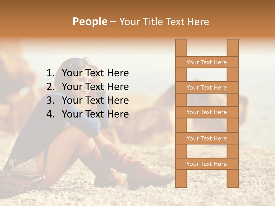 A Woman Sitting On The Beach With Her Feet Up PowerPoint Template