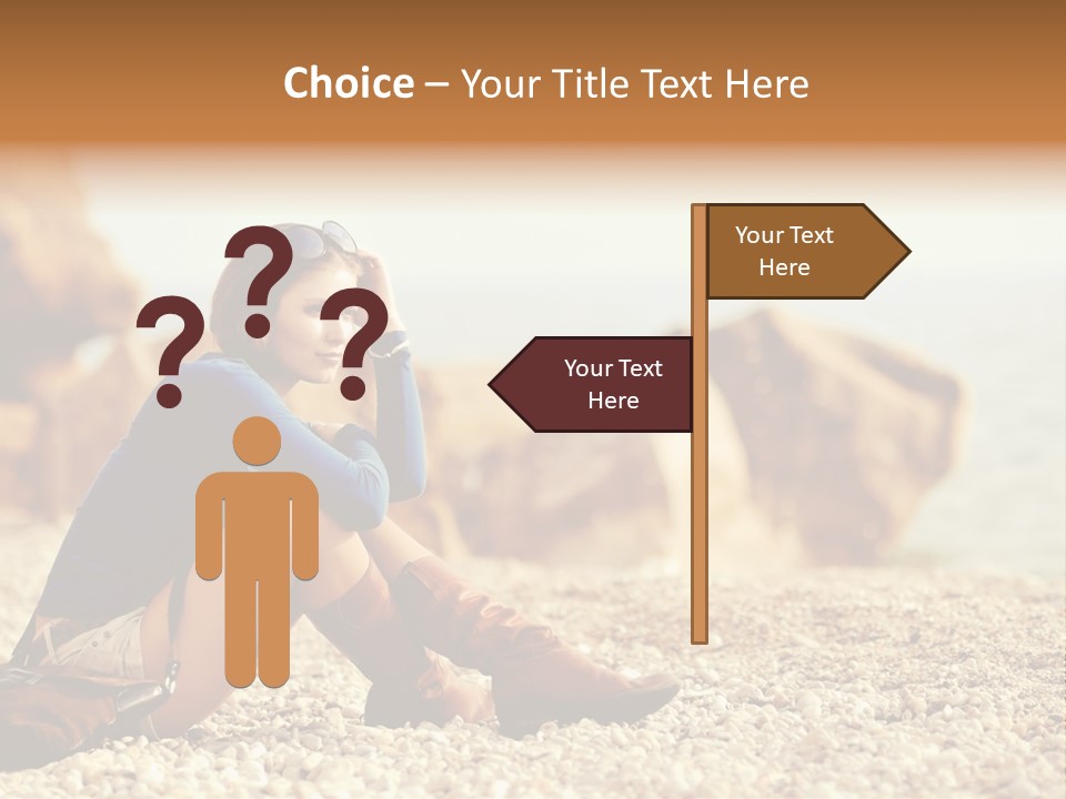 A Woman Sitting On The Beach With Her Feet Up PowerPoint Template