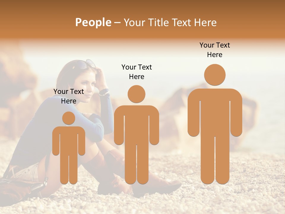 A Woman Sitting On The Beach With Her Feet Up PowerPoint Template