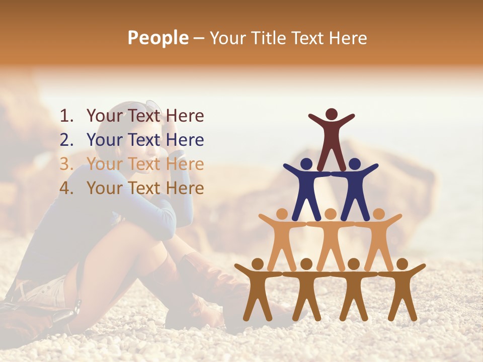A Woman Sitting On The Beach With Her Feet Up PowerPoint Template