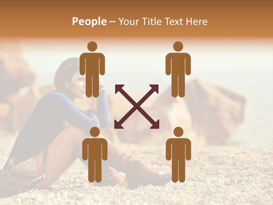 A Woman Sitting On The Beach With Her Feet Up PowerPoint Template