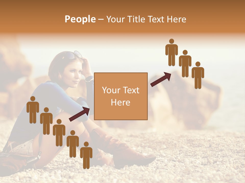 A Woman Sitting On The Beach With Her Feet Up PowerPoint Template