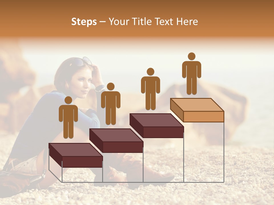 A Woman Sitting On The Beach With Her Feet Up PowerPoint Template