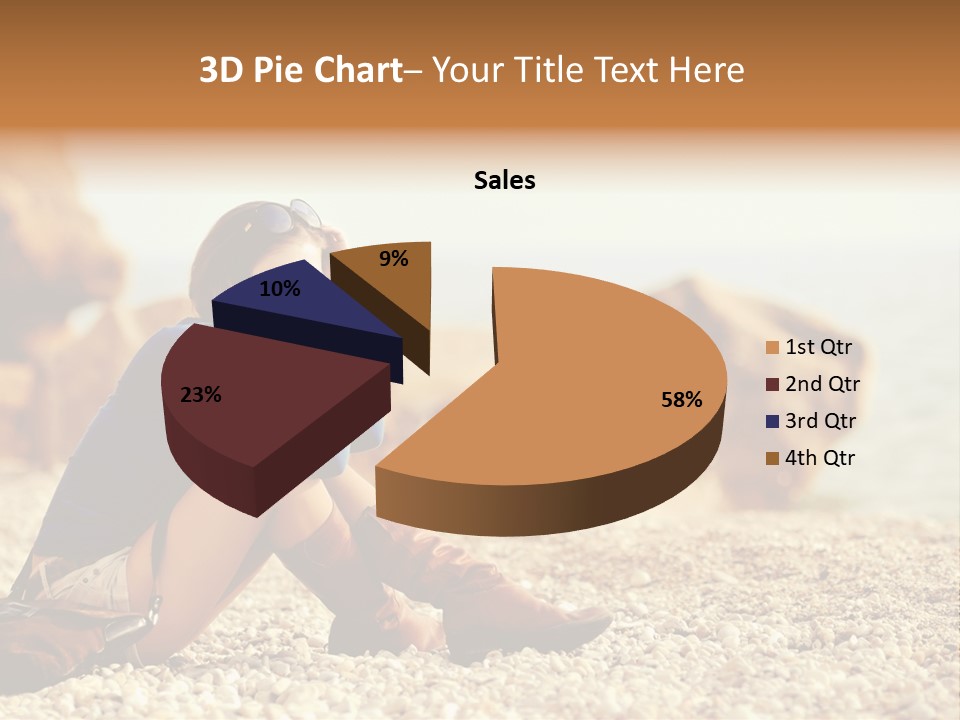 A Woman Sitting On The Beach With Her Feet Up PowerPoint Template