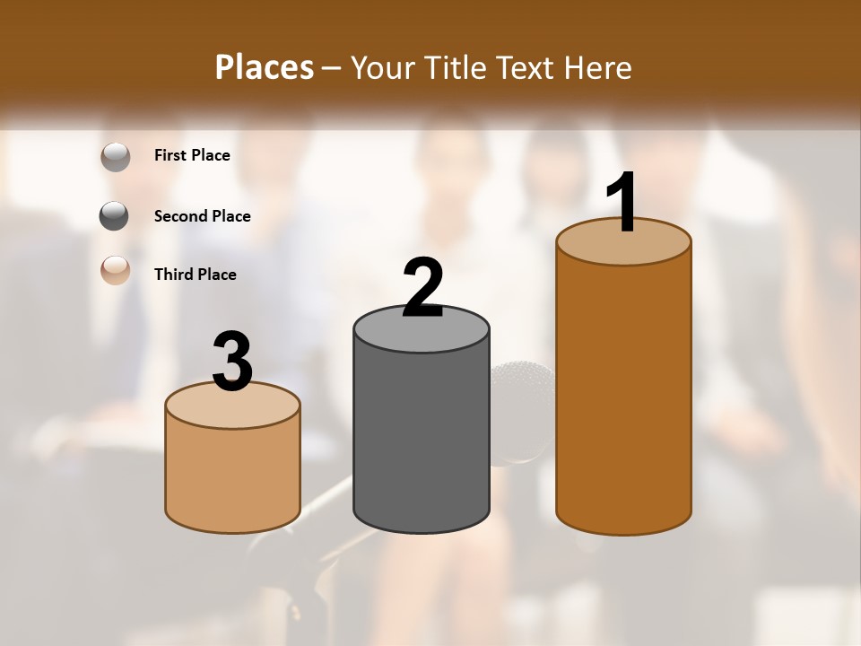 A Microphone In Front Of A Group Of People PowerPoint Template