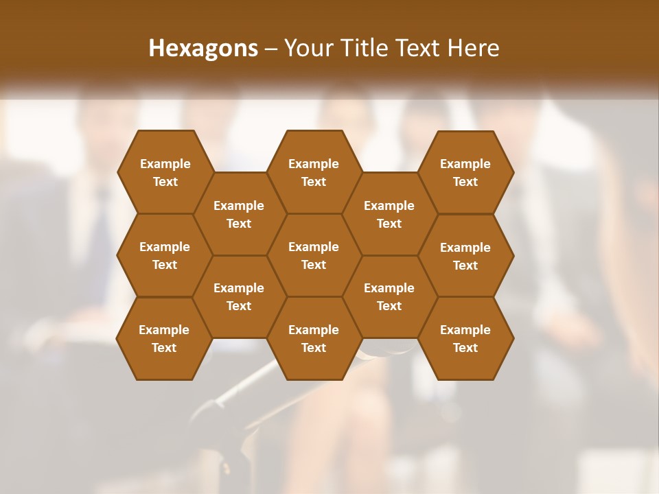 A Microphone In Front Of A Group Of People PowerPoint Template