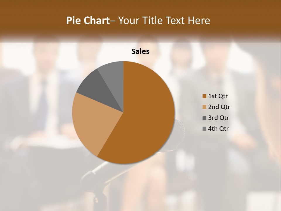 A Microphone In Front Of A Group Of People PowerPoint Template