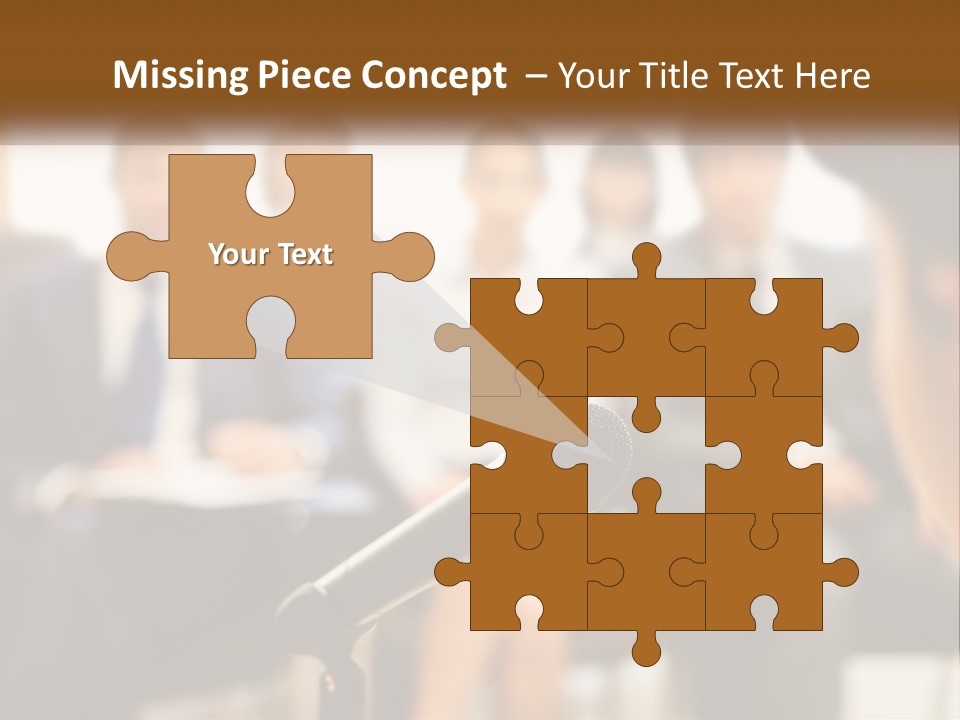 A Microphone In Front Of A Group Of People PowerPoint Template