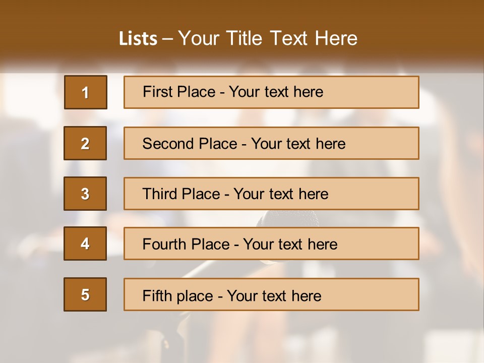 A Microphone In Front Of A Group Of People PowerPoint Template