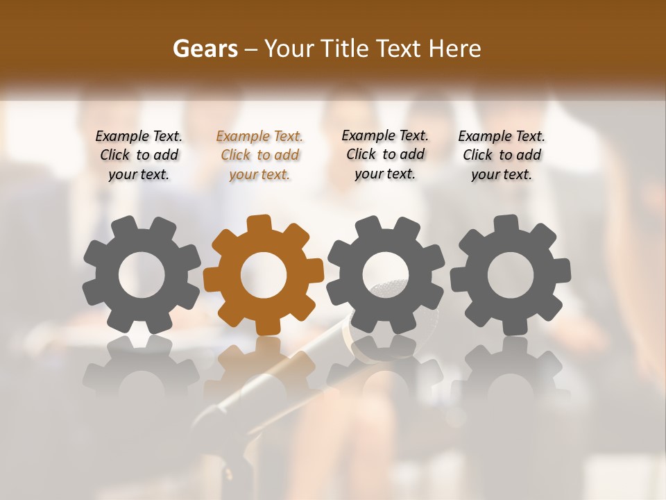 A Microphone In Front Of A Group Of People PowerPoint Template