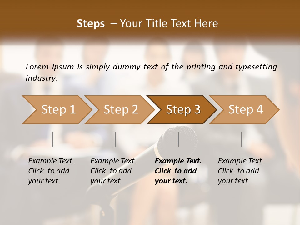 A Microphone In Front Of A Group Of People PowerPoint Template