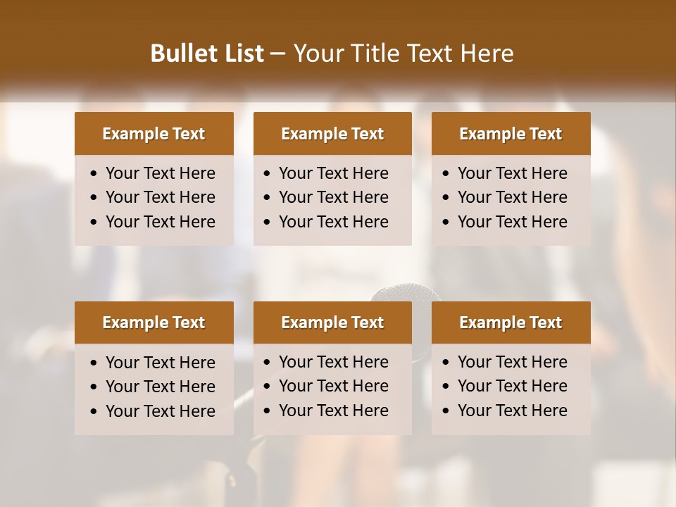 A Microphone In Front Of A Group Of People PowerPoint Template