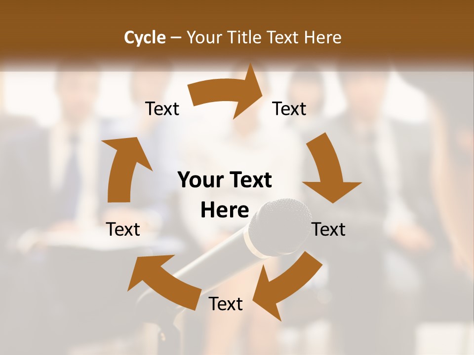 A Microphone In Front Of A Group Of People PowerPoint Template