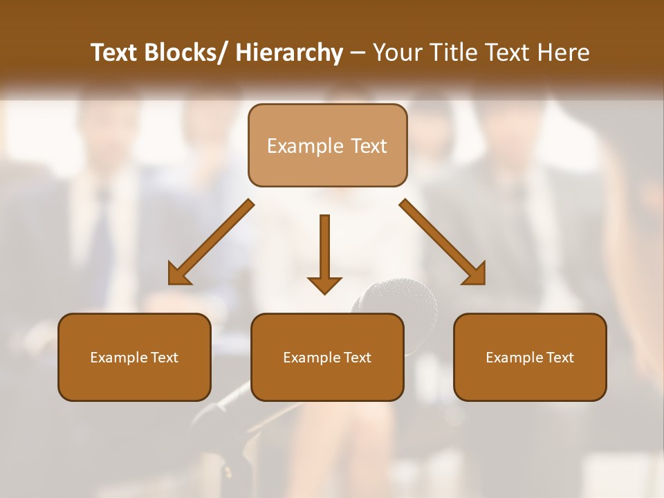A Microphone In Front Of A Group Of People PowerPoint Template