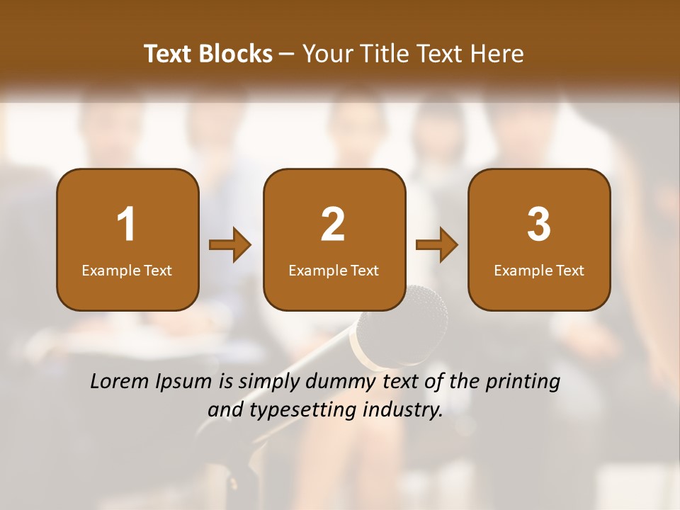 A Microphone In Front Of A Group Of People PowerPoint Template