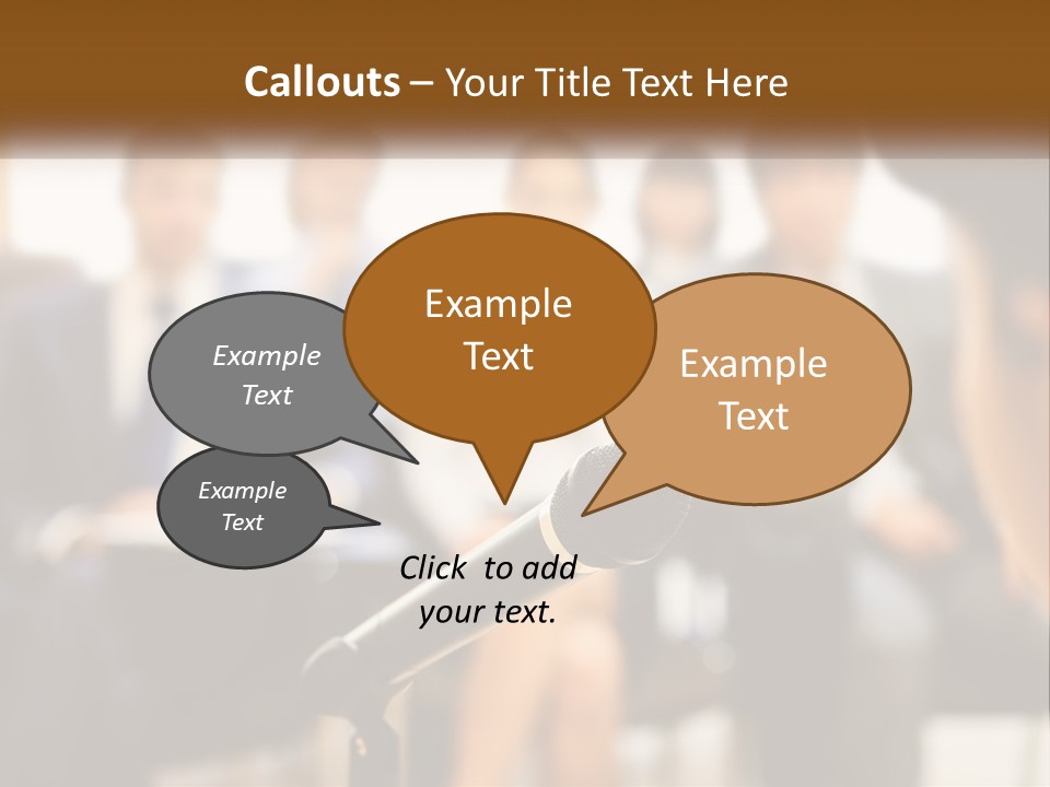 A Microphone In Front Of A Group Of People PowerPoint Template