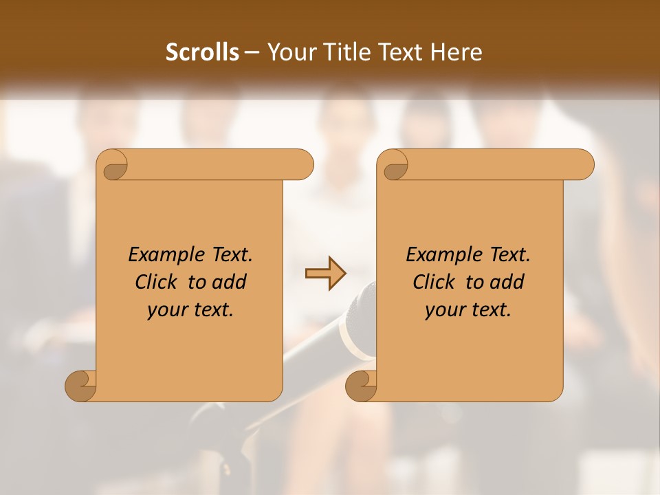 A Microphone In Front Of A Group Of People PowerPoint Template