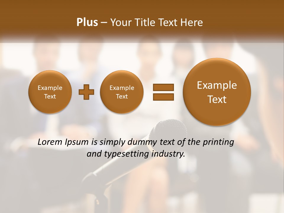 A Microphone In Front Of A Group Of People PowerPoint Template