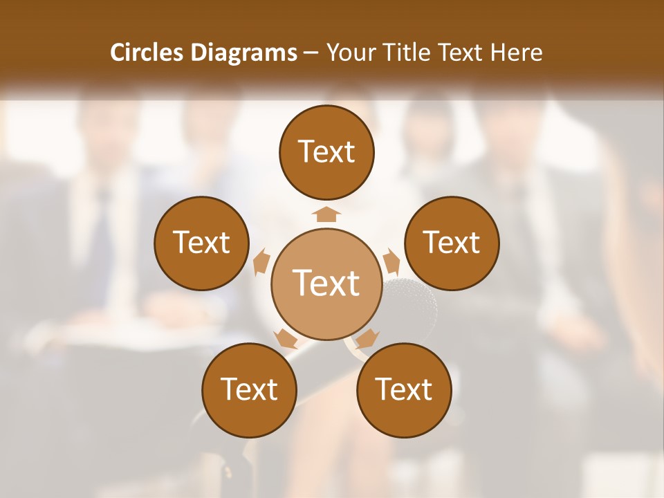 A Microphone In Front Of A Group Of People PowerPoint Template