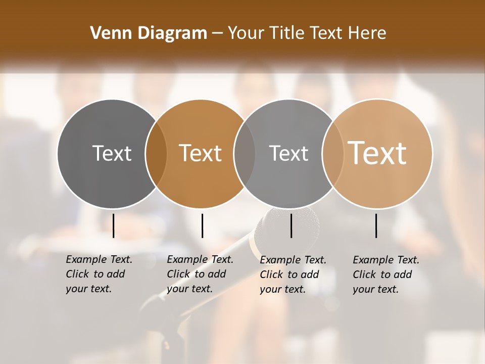 A Microphone In Front Of A Group Of People PowerPoint Template