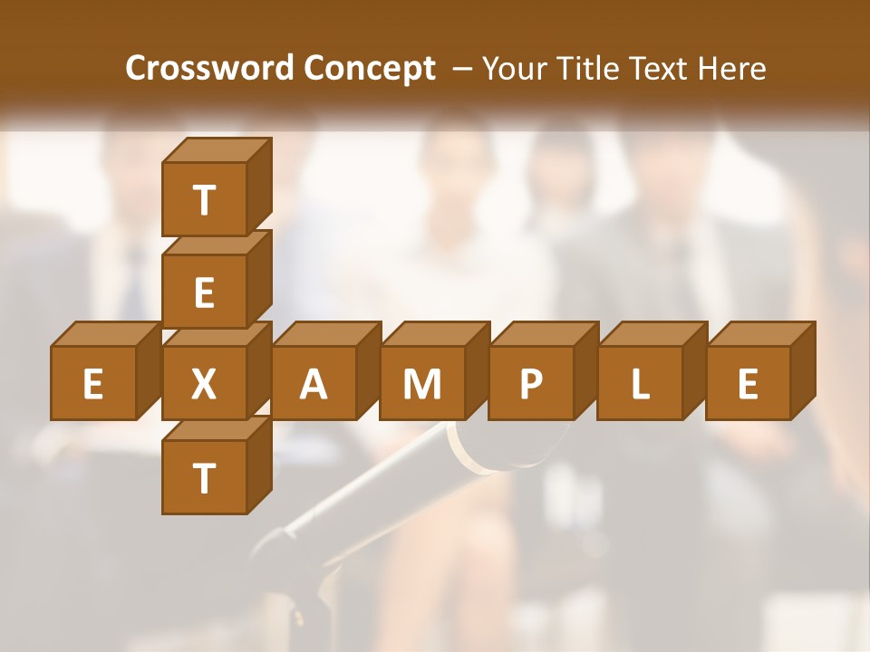 A Microphone In Front Of A Group Of People PowerPoint Template