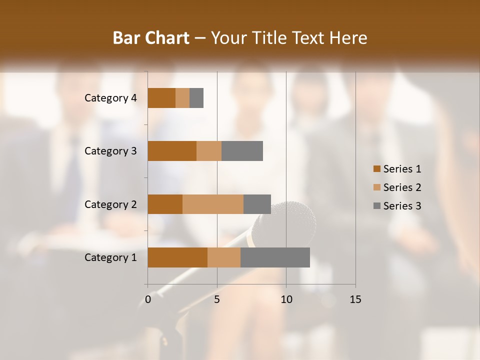 A Microphone In Front Of A Group Of People PowerPoint Template