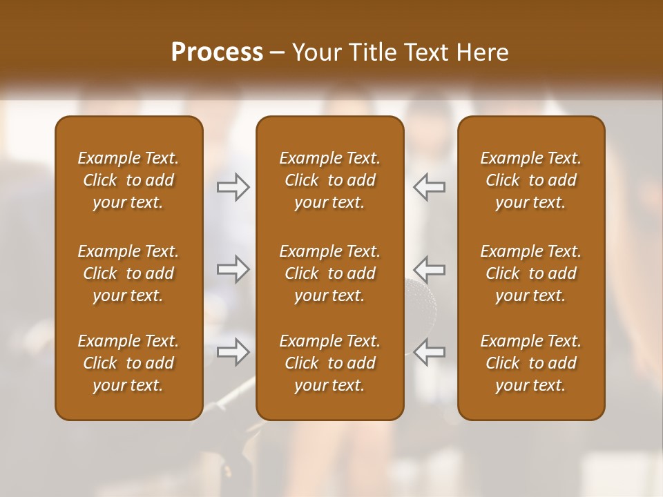 A Microphone In Front Of A Group Of People PowerPoint Template