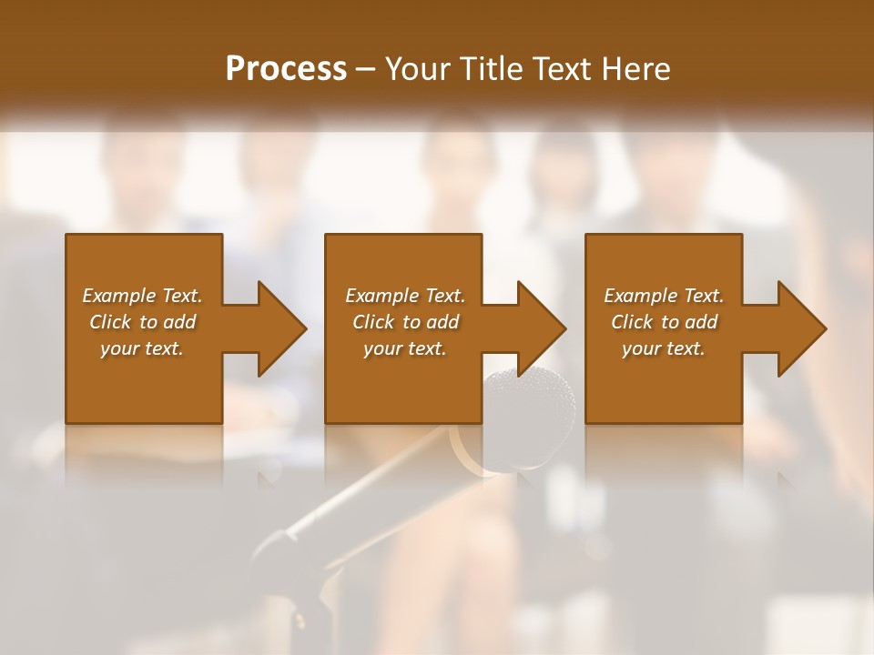A Microphone In Front Of A Group Of People PowerPoint Template