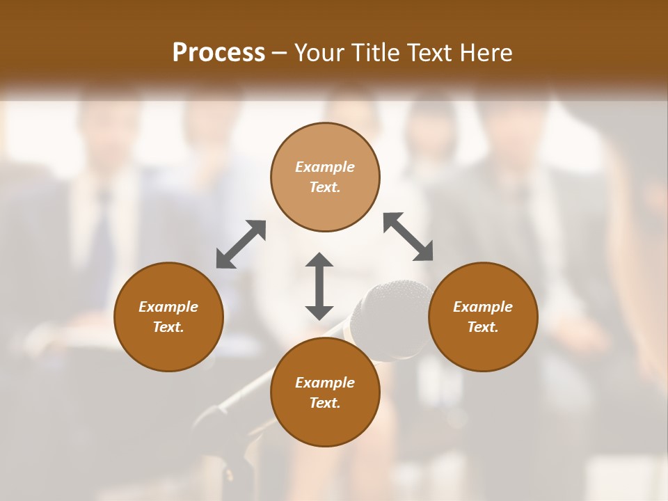 A Microphone In Front Of A Group Of People PowerPoint Template