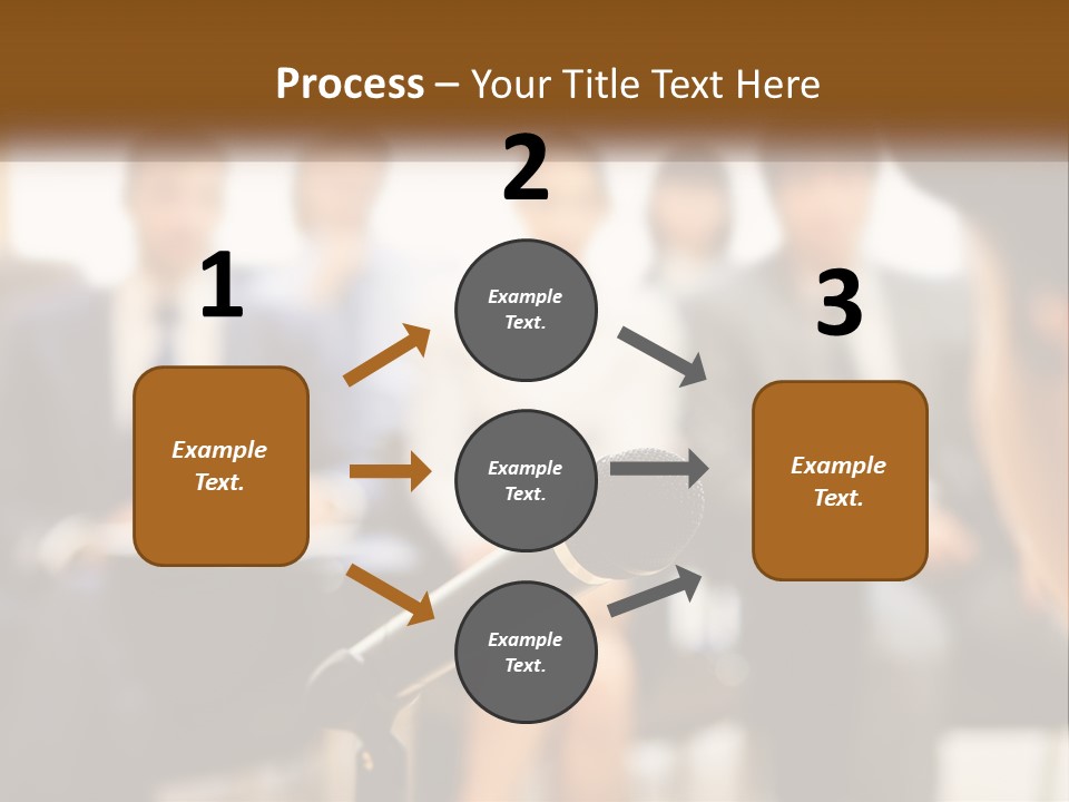 A Microphone In Front Of A Group Of People PowerPoint Template