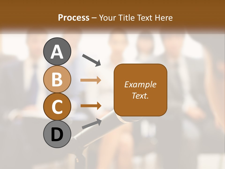 A Microphone In Front Of A Group Of People PowerPoint Template