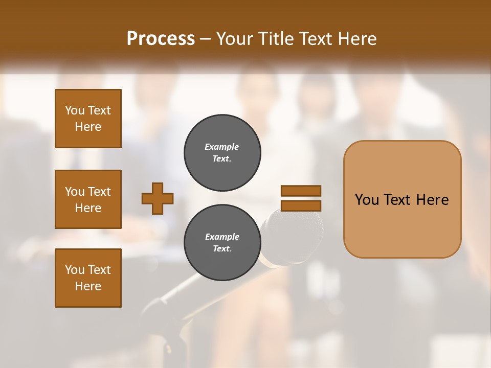 A Microphone In Front Of A Group Of People PowerPoint Template